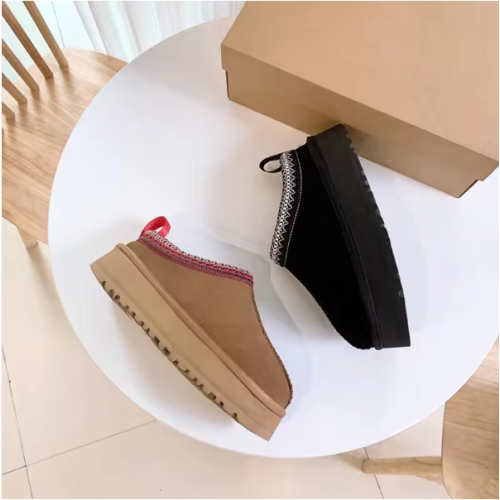2024 winter new wholesale fur slides warm soft real sheepskin platform tasman slippers for women